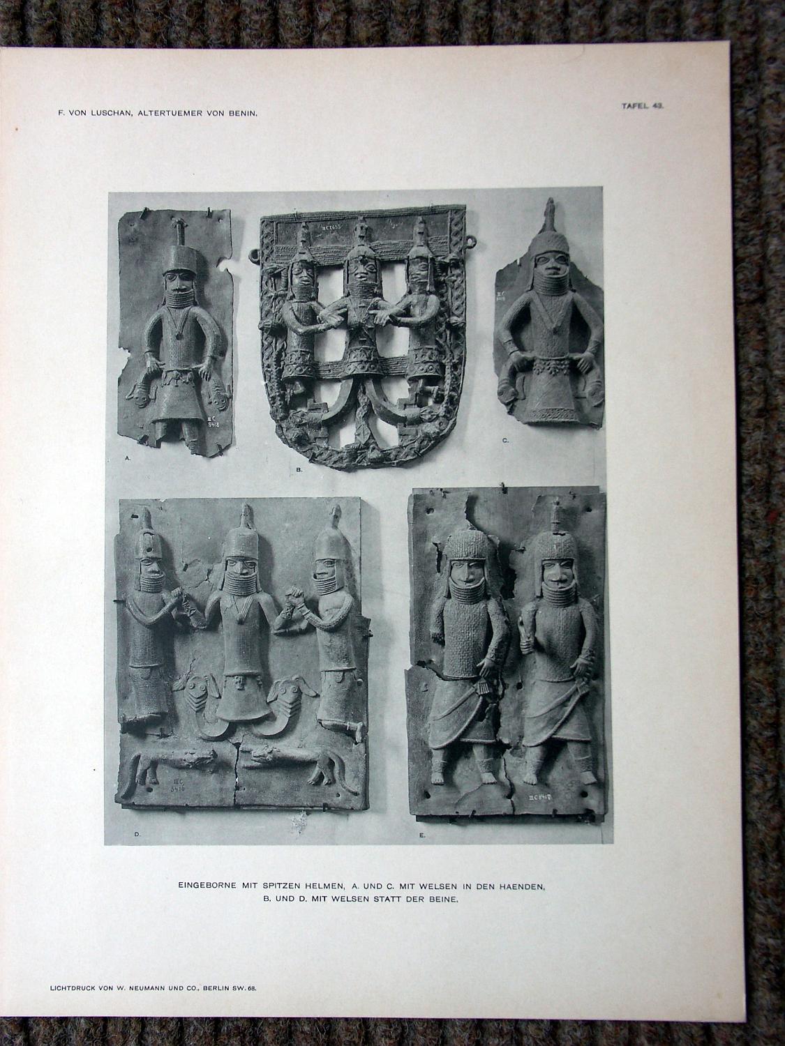 zz-lusc19,tafel 43 benin nigeria,bronze-platte mit wels (b-iiic08418 +